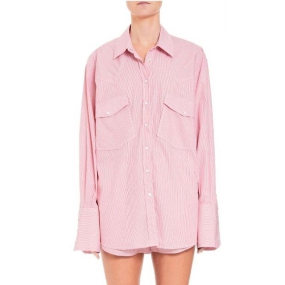 RIKA Studios by Ulrika Lundgren Levi Shirt Red White Stripe Western Size S - XL - Picture 2 of 10